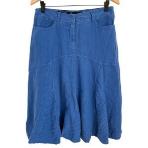 NWT Peruzzi Made in Italy Linen Blue A-Line Midi Skirt size EU 40